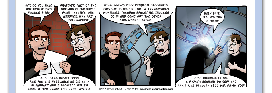 As Seen In Beastmaster 2, wormhole, accounts payable, freelance