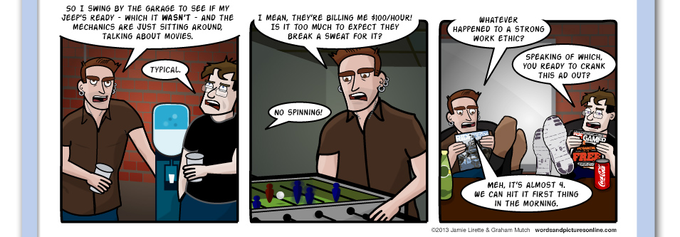 Men at work, shop rate